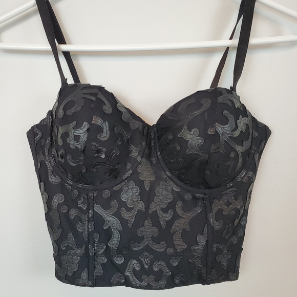 Windsor Tops - WINDSOR | Faux Leather and Mesh Bustier S